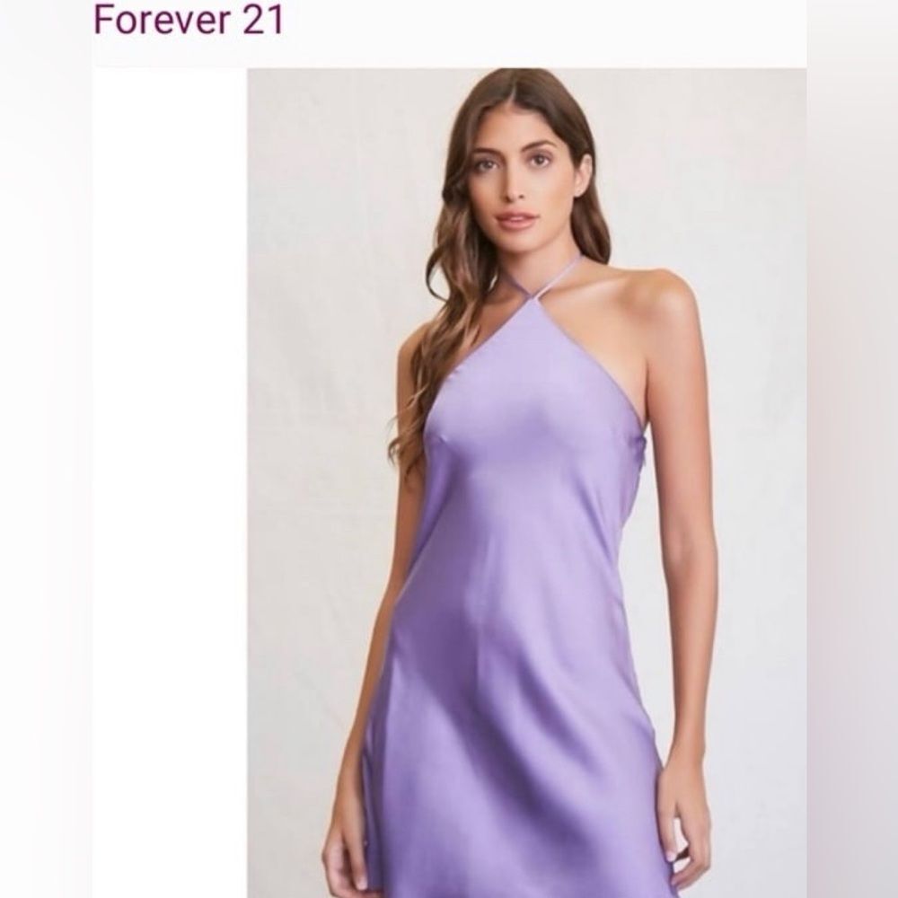 Forever 21 Purple Silk Halter Neck Slip Style Mini Dress Only Worn Once!